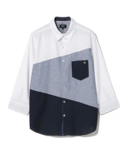 BEAMS HEART / 7分袖 コットン リネン パッチ シャツ