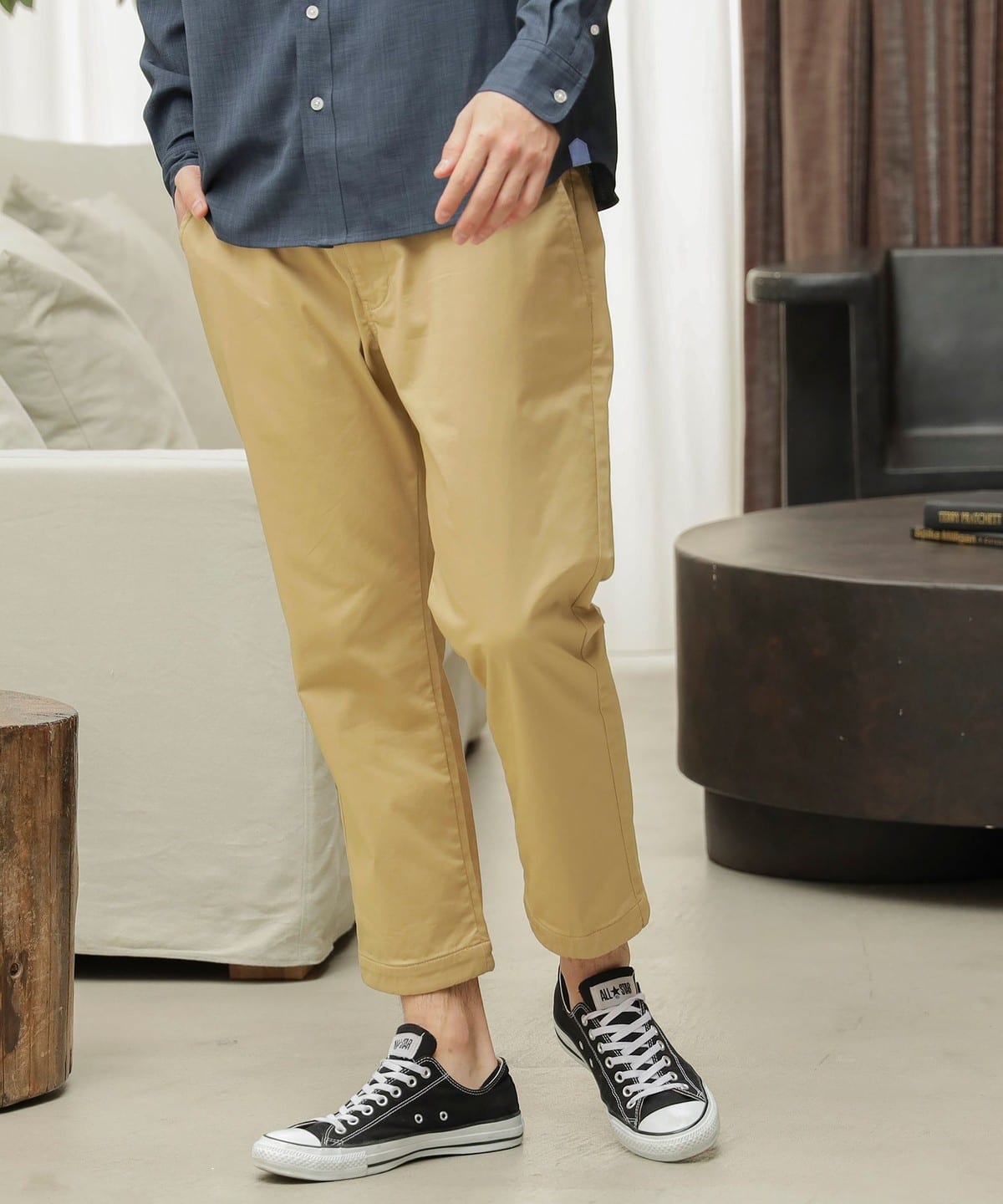 冷感 ウエスト ドット クロップド パンツ パンツ MEN BEIGE L 冷感 ウエスト ドット クロップド パンツ パンツ MEN BEIGE L