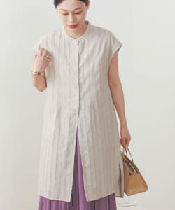 BEAMS HEART / 先染めストライプ ロングシャツ