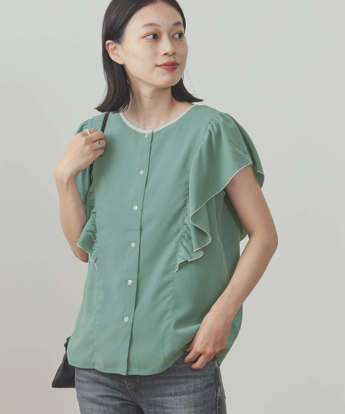袖フリル ブラウス シャツ・ブラウス WOMEN MINT ONE SIZE 袖フリル ブラウス シャツ・ブラウス WOMEN MINT ONE SIZE