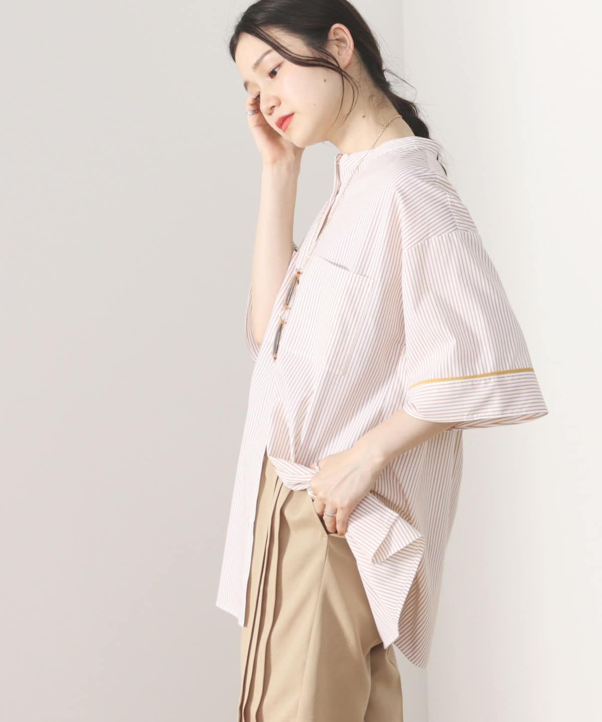 【6/5再値下げ】ストライプ チュニック ブラウス シャツ・ブラウス WOMEN YELLOW ONE SIZE 【6/5再値下げ】ストライプ チュニック ブラウス シャツ・ブラウス WOMEN YELLOW ONE SIZE