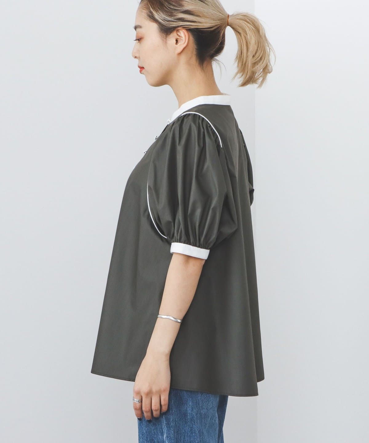 BEAMS HEART（ビームス ハート）パフスリーブ ギャザーブラウス