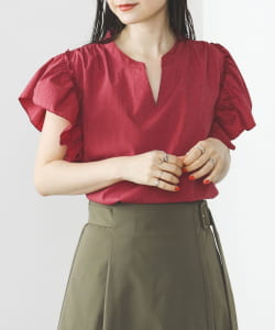 BEAMS HEART / 星柄ジャカード フリルブラウス