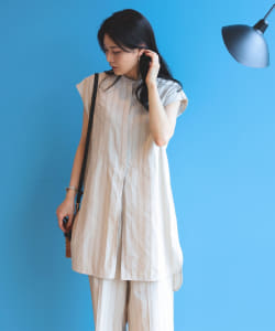 先染め ストライプ ロングシャツ