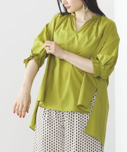 BEAMS HEART / タックスリーブ スキッパーブラウス