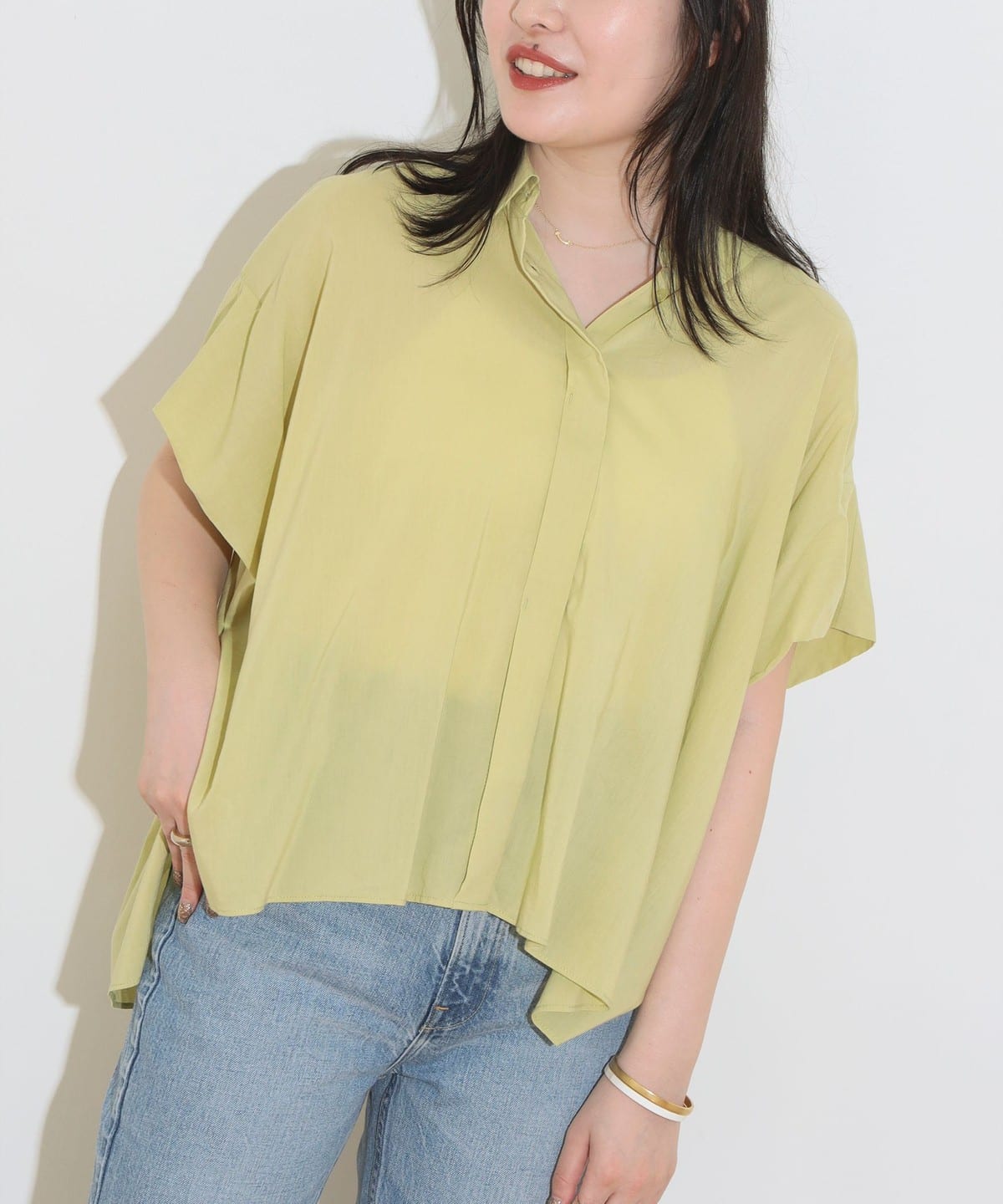 ビッグシルエット ボタンシャツ シャツ・ブラウス WOMEN LIME ONE SIZE ビッグシルエット ボタンシャツ シャツ・ブラウス WOMEN LIME ONE SIZE