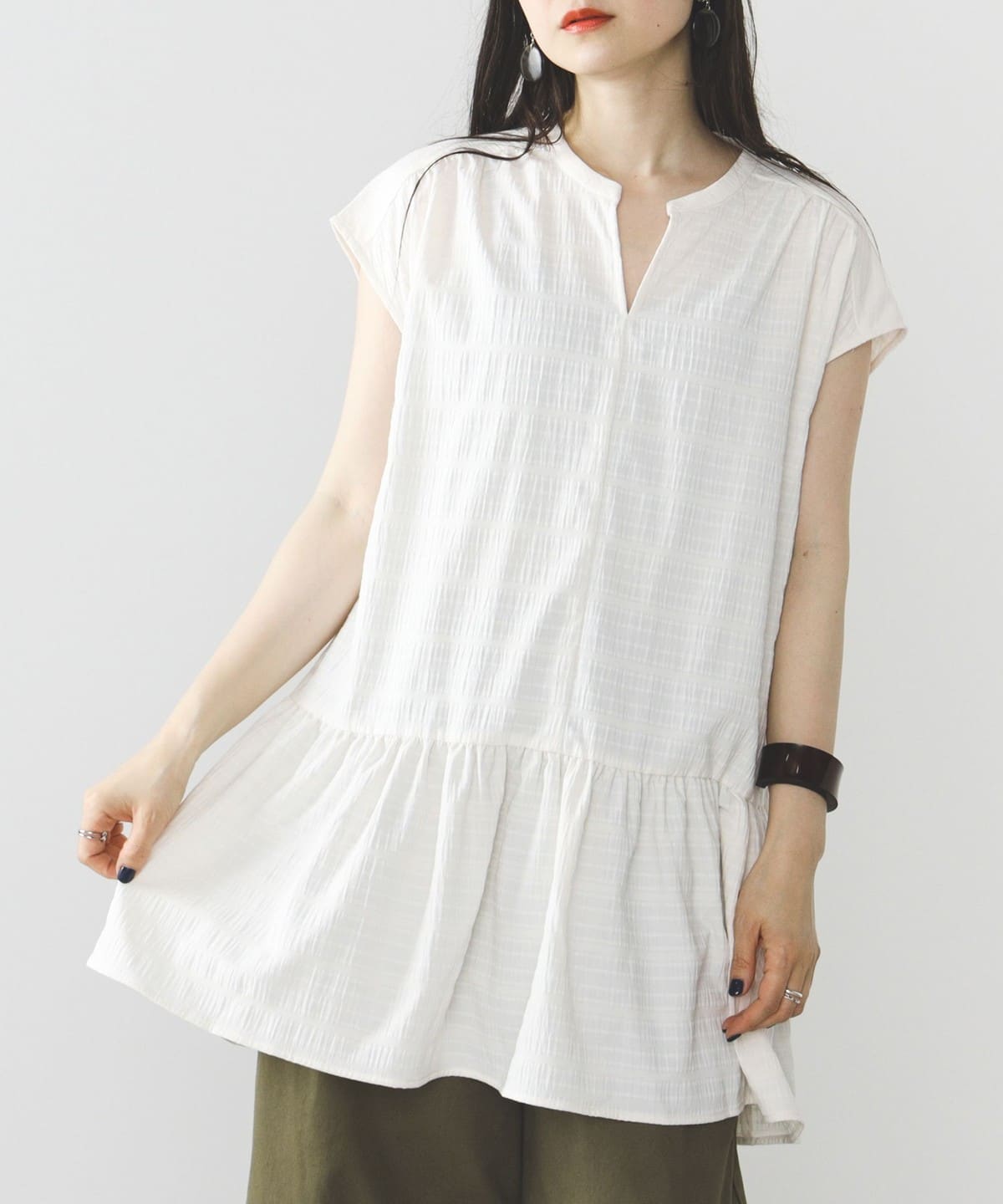 スキッパー ブラウス シャツ・ブラウス WOMEN IVORY FREE スキッパー ブラウス シャツ・ブラウス WOMEN IVORY FREE
