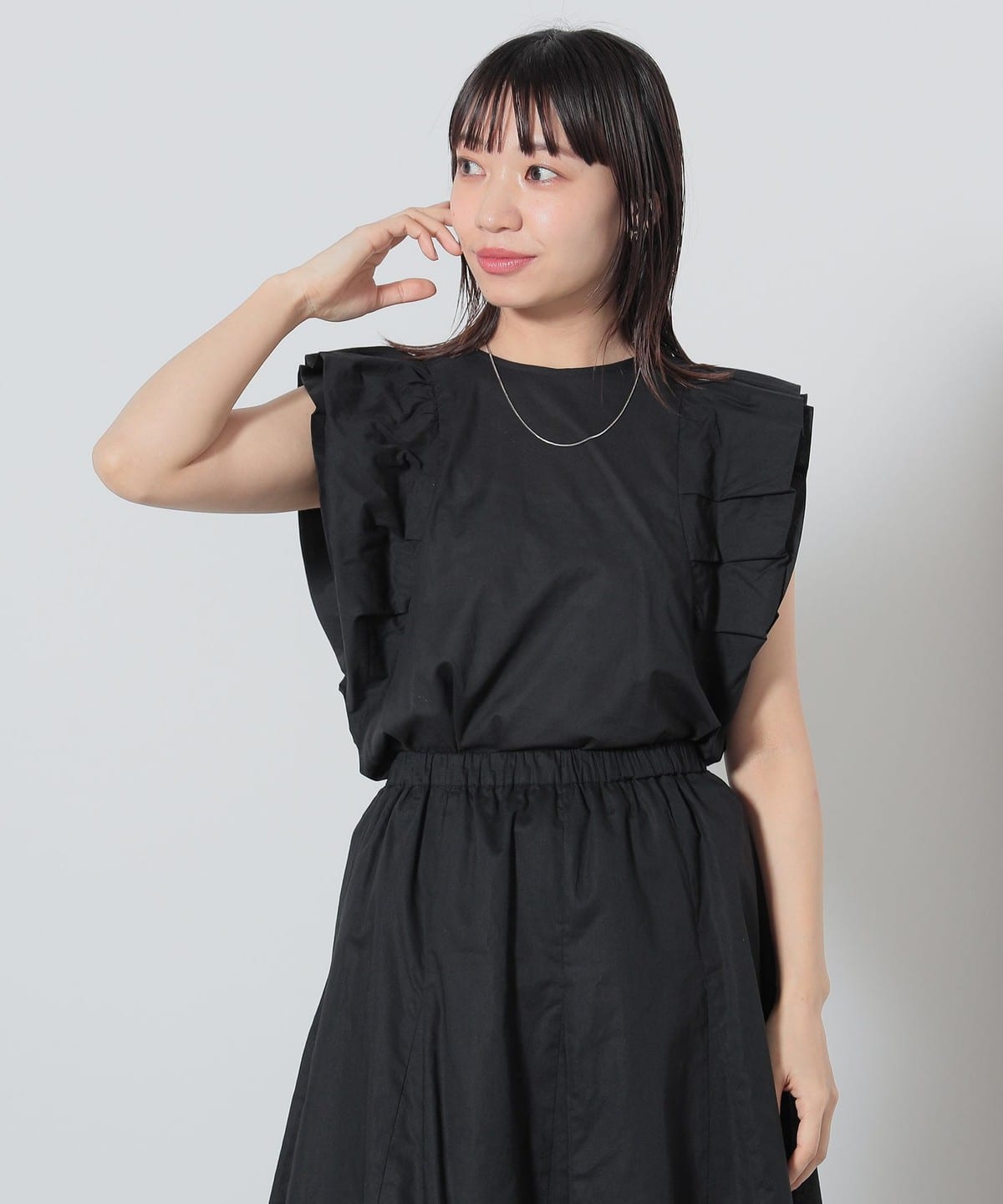 ボイル バルーンスリーブ ブラウス(洗濯可) シャツ・ブラウス WOMEN BLACK ONE SIZE ボイル バルーンスリーブ ブラウス(洗濯可) シャツ・ブラウス WOMEN BLACK ONE SIZE