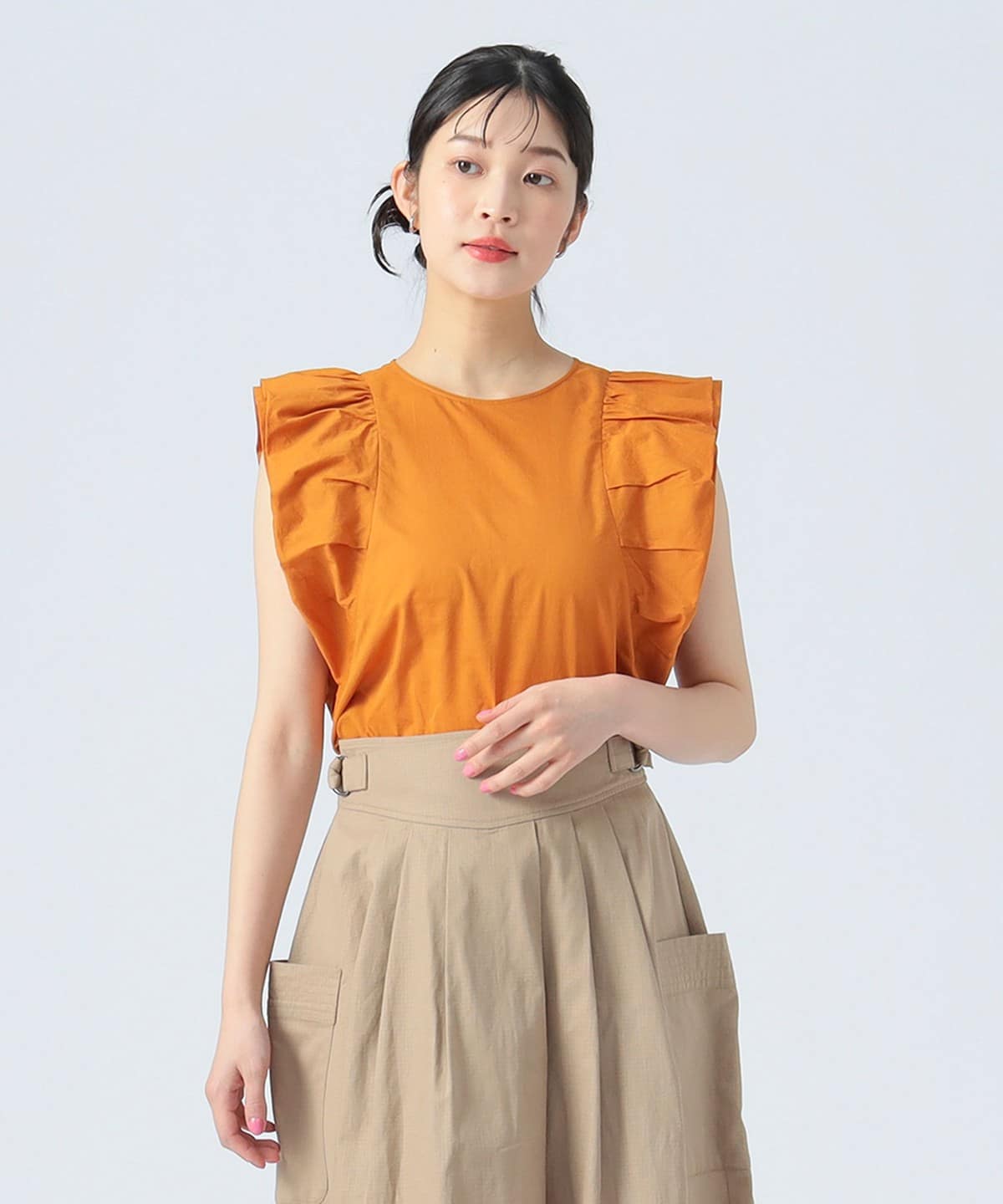 ボイル バルーンスリーブ ブラウス(洗濯可) シャツ・ブラウス WOMEN ORANGE ONE SIZE ボイル バルーンスリーブ ブラウス(洗濯可) シャツ・ブラウス WOMEN ORANGE ONE SIZE
