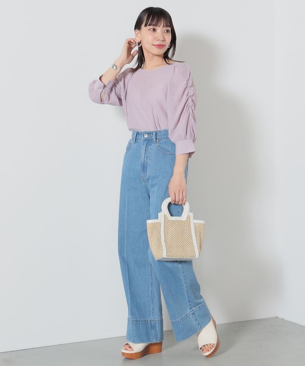 美品 ビームスボーイ 刺繍ギャザーブラウス オフホワイト サイズ
