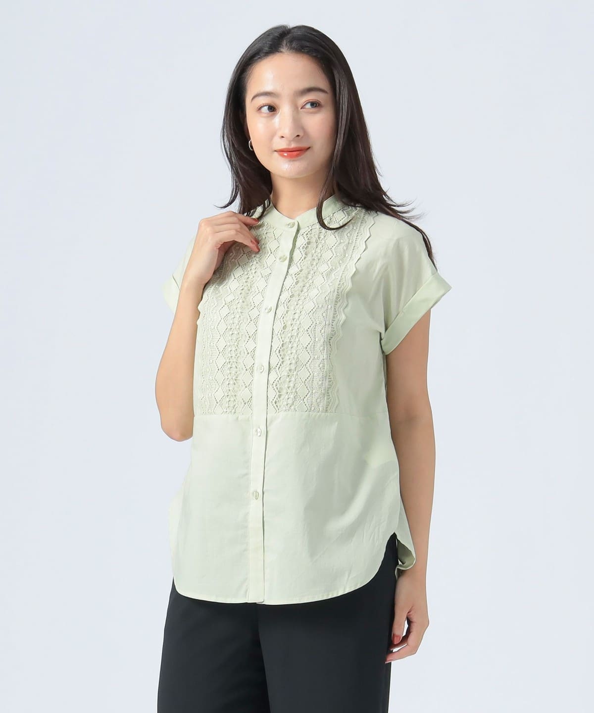 レースヨーク シャツ シャツ・ブラウス WOMEN LIGHT GREEN ONE SIZE レースヨーク シャツ シャツ・ブラウス WOMEN LIGHT GREEN ONE SIZE