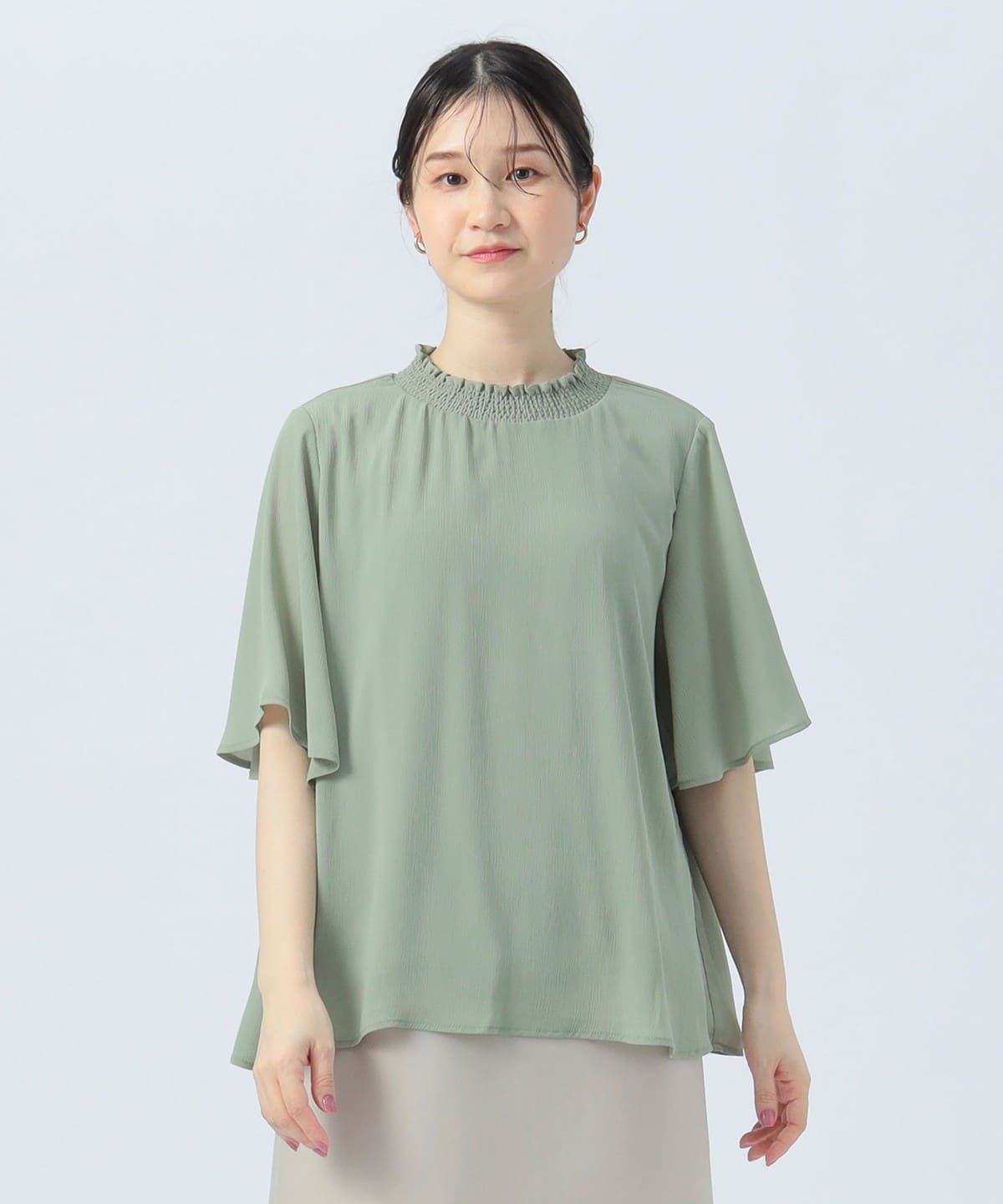 楊柳 ハイネック プルオーバー(洗濯可) シャツ・ブラウス WOMEN LIGHT GREEN ONE SIZE 楊柳 ハイネック プルオーバー(洗濯可) シャツ・ブラウス WOMEN LIGHT GREEN ONE SIZE
