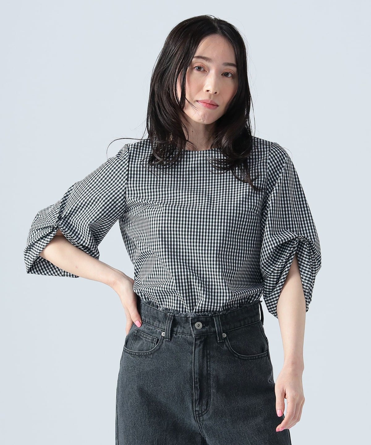袖ボリューム ブラウス(洗濯可) シャツ・ブラウス WOMEN CHECK ONE SIZE 袖ボリューム ブラウス(洗濯可) シャツ・ブラウス WOMEN CHECK ONE SIZE