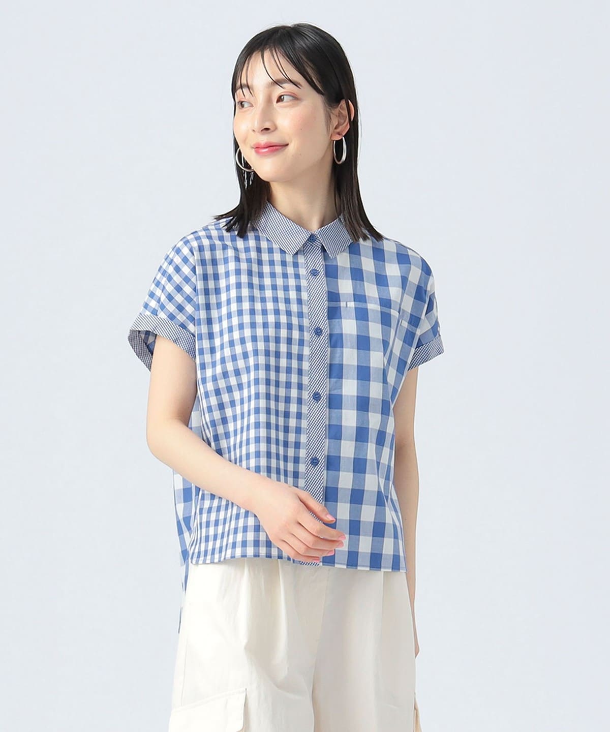 クレイジー ギンガム シャツ(洗濯可) シャツ・ブラウス WOMEN BLUE ONE SIZE クレイジー ギンガム シャツ(洗濯可) シャツ・ブラウス WOMEN BLUE ONE SIZE