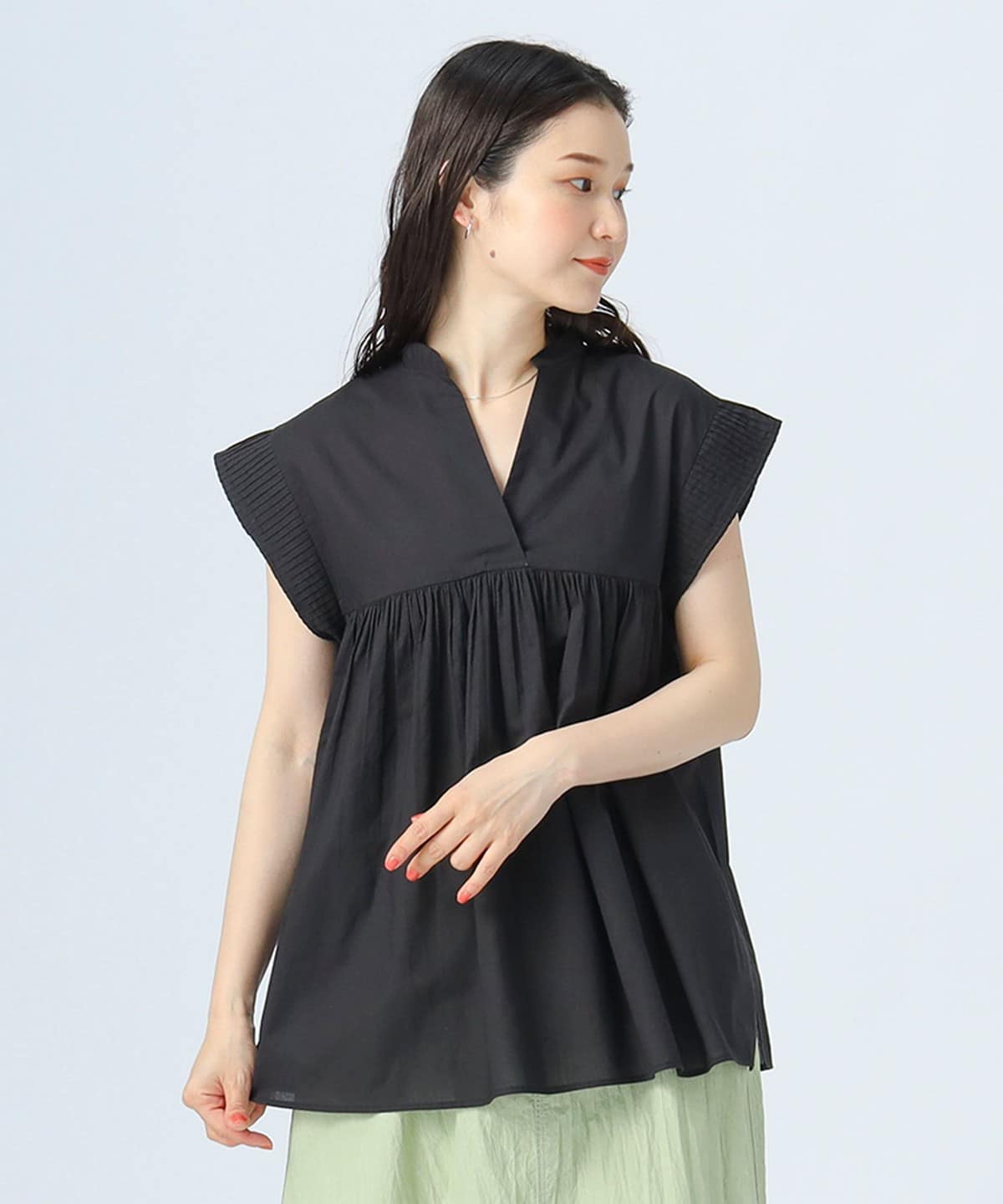 INDIA ピンタック ブラウス シャツ・ブラウス WOMEN BLACK ONE SIZE INDIA ピンタック ブラウス シャツ・ブラウス WOMEN BLACK ONE SIZE