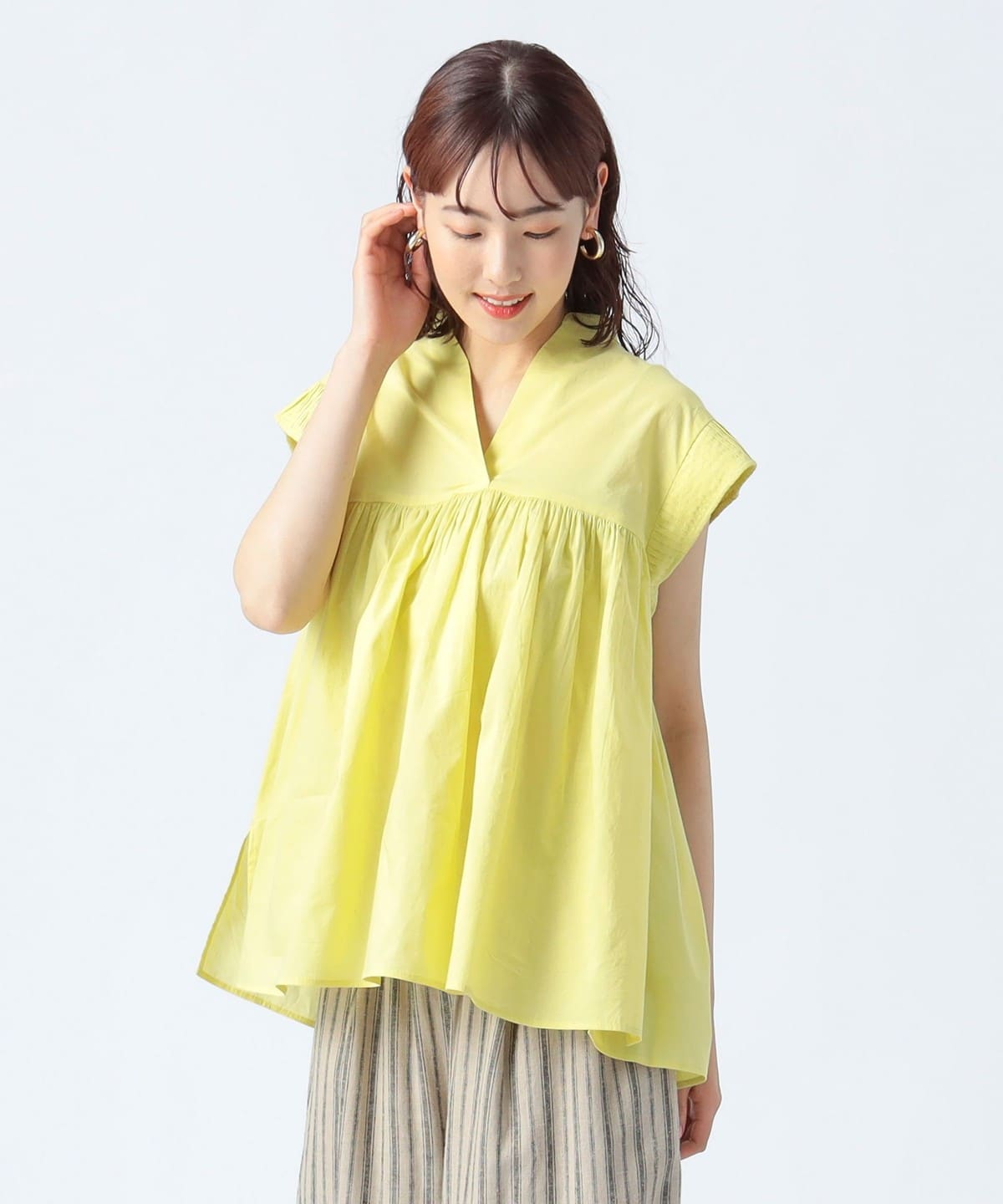 INDIA ピンタック ブラウス シャツ・ブラウス WOMEN LIME ONE SIZE INDIA ピンタック ブラウス シャツ・ブラウス WOMEN LIME ONE SIZE