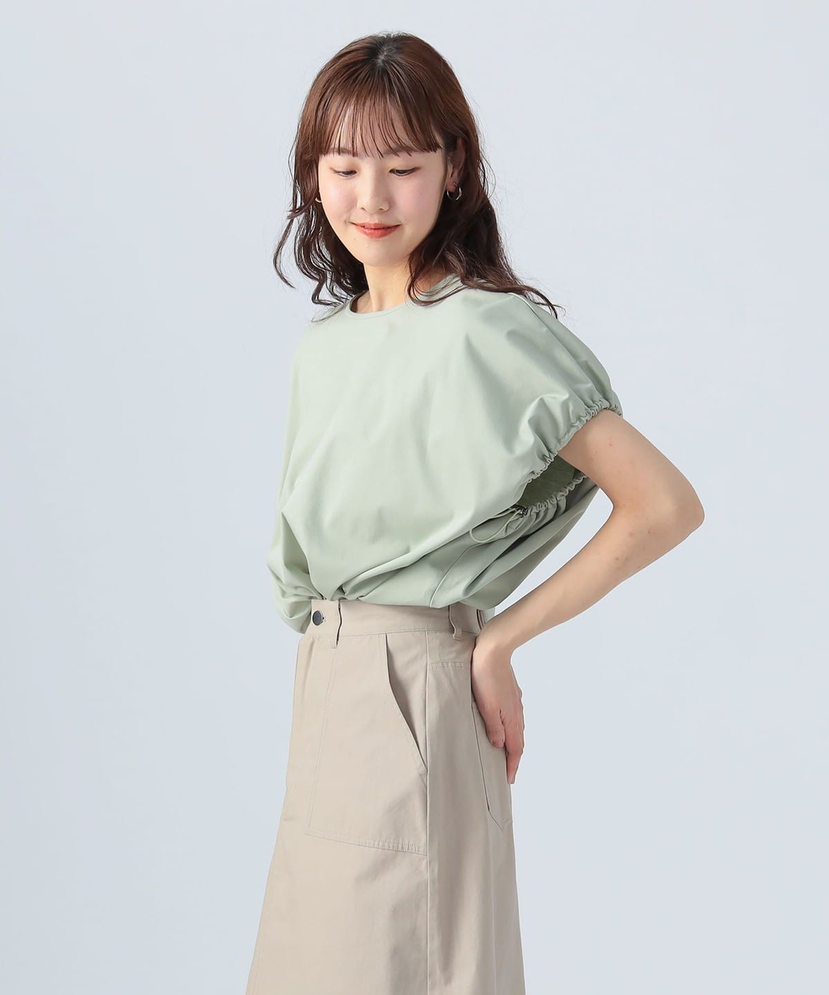 ドロストスリーブ プルオーバー シャツ・ブラウス WOMEN LIGHT GREEN ONE SIZE ドロストスリーブ プルオーバー シャツ・ブラウス WOMEN LIGHT GREEN ONE SIZE