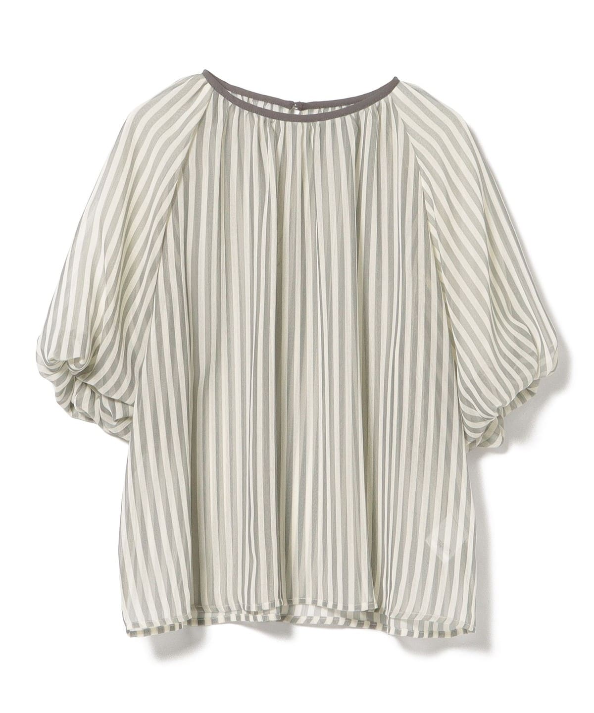 シアー ストライプ バルーン ブラウス シャツ・ブラウス WOMEN GREY ONE SIZE シアー ストライプ バルーン ブラウス シャツ・ブラウス WOMEN GREY ONE SIZE
