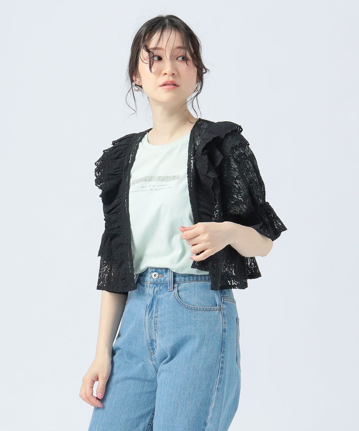レース ボレロ シャツ・ブラウス WOMEN BLACK ONE SIZE レース ボレロ シャツ・ブラウス WOMEN BLACK ONE SIZE