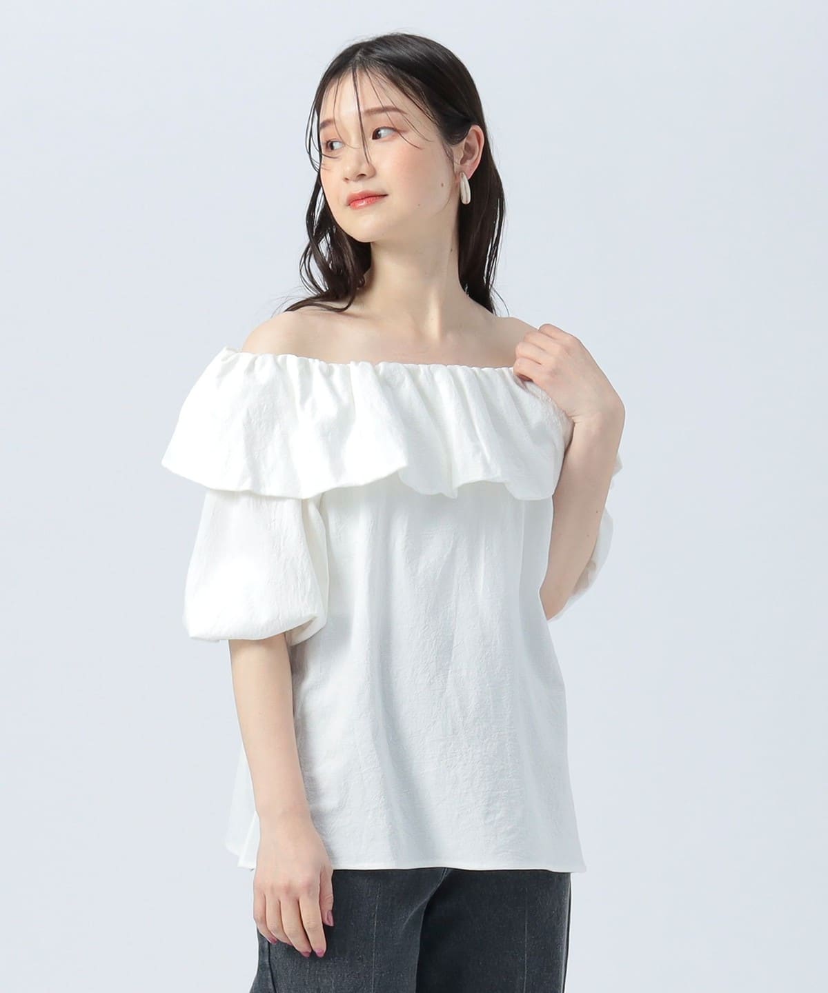 2WAY オフショル プルオーバー シャツ・ブラウス WOMEN OFF WHITE ONE SIZE 2WAY オフショル プルオーバー シャツ・ブラウス WOMEN OFF WHITE ONE SIZE