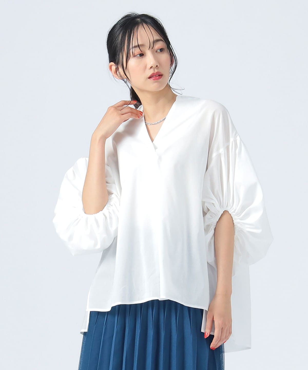ギャザー スリーブ スキッパー ブラウス(洗濯可) シャツ・ブラウス WOMEN OFF WHITE ONE SIZE ギャザー スリーブ スキッパー ブラウス(洗濯可) シャツ・ブラウス WOMEN OFF WHITE ONE SIZE