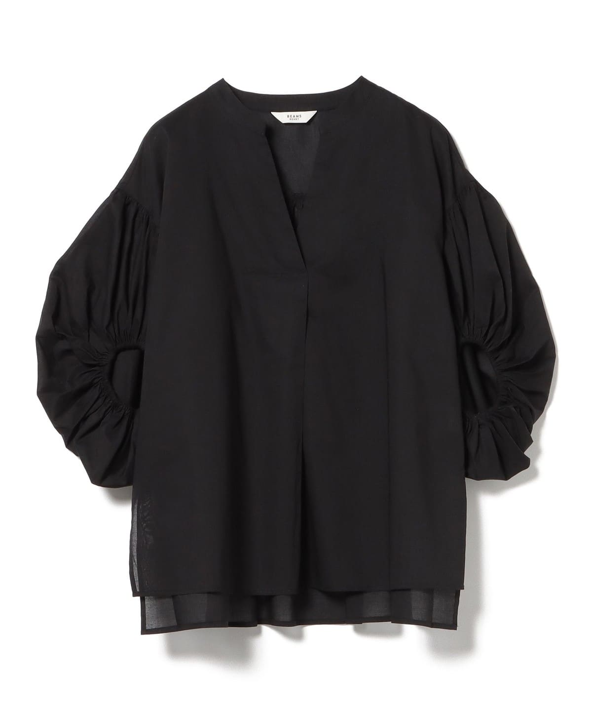 ギャザー スリーブ スキッパー ブラウス(洗濯可) シャツ・ブラウス WOMEN BLACK ONE SIZE ギャザー スリーブ スキッパー ブラウス(洗濯可) シャツ・ブラウス WOMEN BLACK ONE SIZE