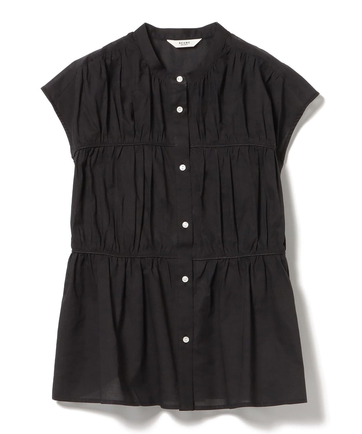 シャーリング ギャザー ブラウス シャツ・ブラウス WOMEN BLACK ONE SIZE シャーリング ギャザー ブラウス シャツ・ブラウス WOMEN BLACK ONE SIZE