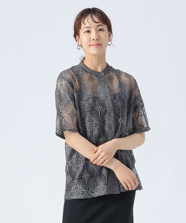 【BEAMS HEART/ビームス ハート】 アイボリー レース 半袖ブラウス BEAMS HEART ブラウス シャツ レース レディース : ZOZOTOWN