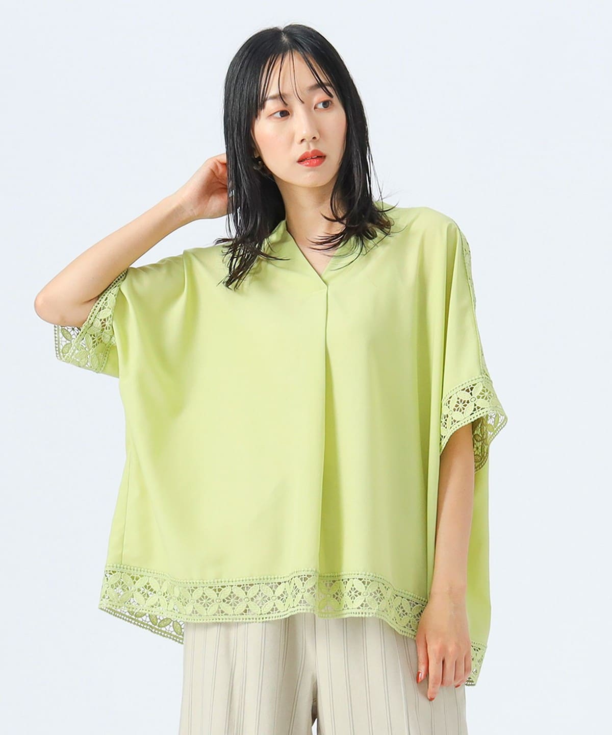 BEAMS HEART（ビームス ハート）レース スキッパー ブラウス（シャツ