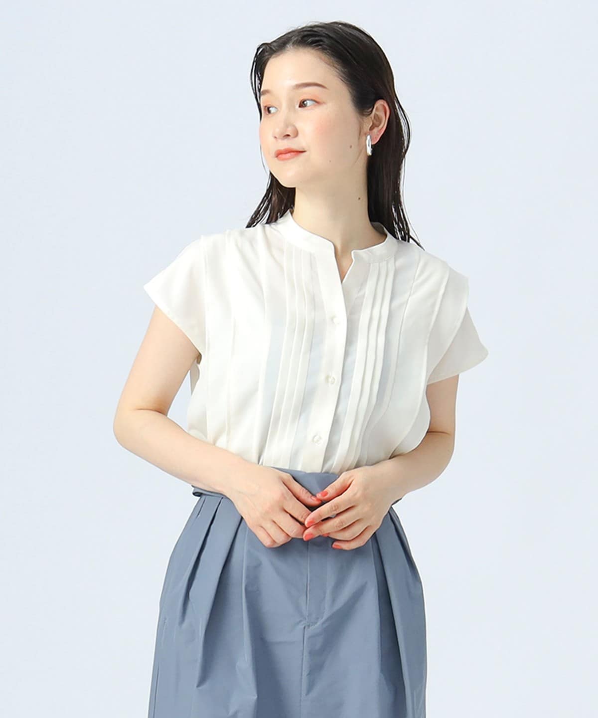 ジョーゼット タック ブラウス シャツ・ブラウス WOMEN IVORY ONE SIZE ジョーゼット タック ブラウス シャツ・ブラウス WOMEN IVORY ONE SIZE