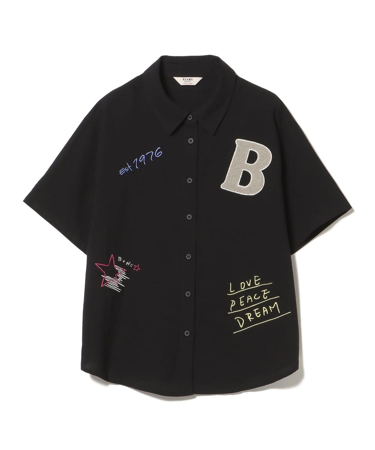 ロゴ刺繍 ショートスリーブ ボタンシャツ シャツ・ブラウス WOMEN BLACK ONE SIZE ロゴ刺繍 ショートスリーブ ボタンシャツ シャツ・ブラウス WOMEN BLACK ONE SIZE