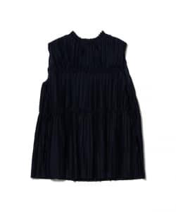 【+10%ポイントUP】ハイネック プリーツ ブラウス