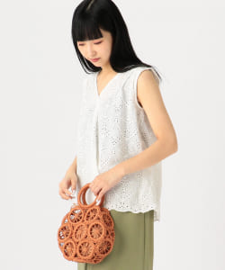 BEAMS HEART / 刺繍レース ノースリーブ ブラウス