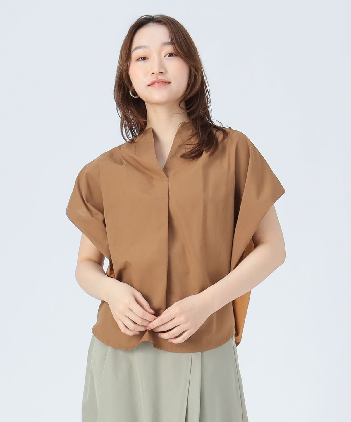 パラスパレス シャツ ブラウス プルオーバー コットン100 スキッパー 3 BEAMS HEART（ビームス ハート）スキッパー 異素材 ブラウス（シャツ