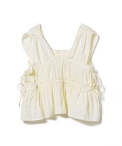 シャーリング リボン ブラウス