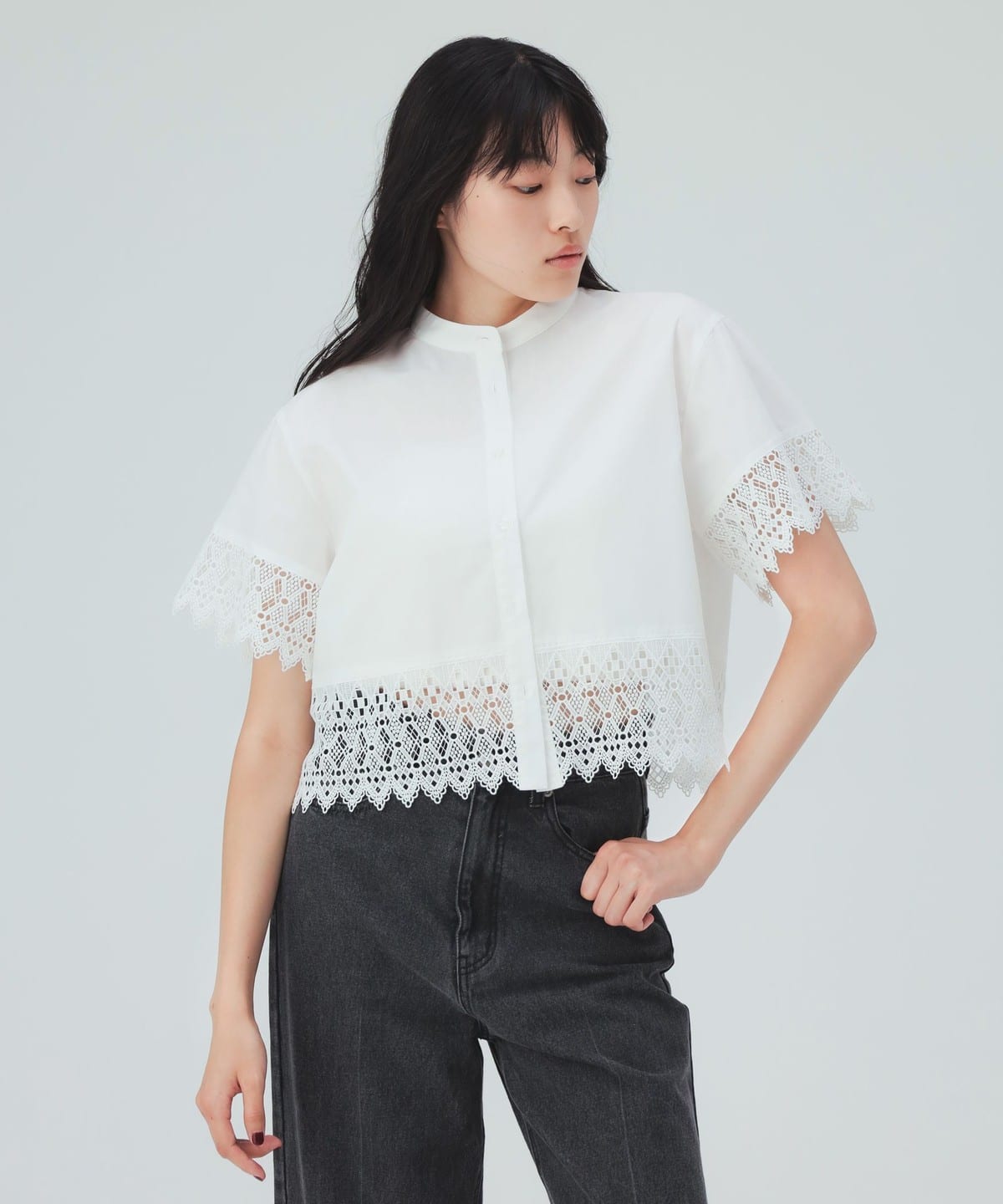 EFFE BEAMS - 新品　SEEALLシーオール　オーバー・レースシャツTシャツ BEAMS HEART（ビームス ハート）切り替え レース シャツ（シャツ