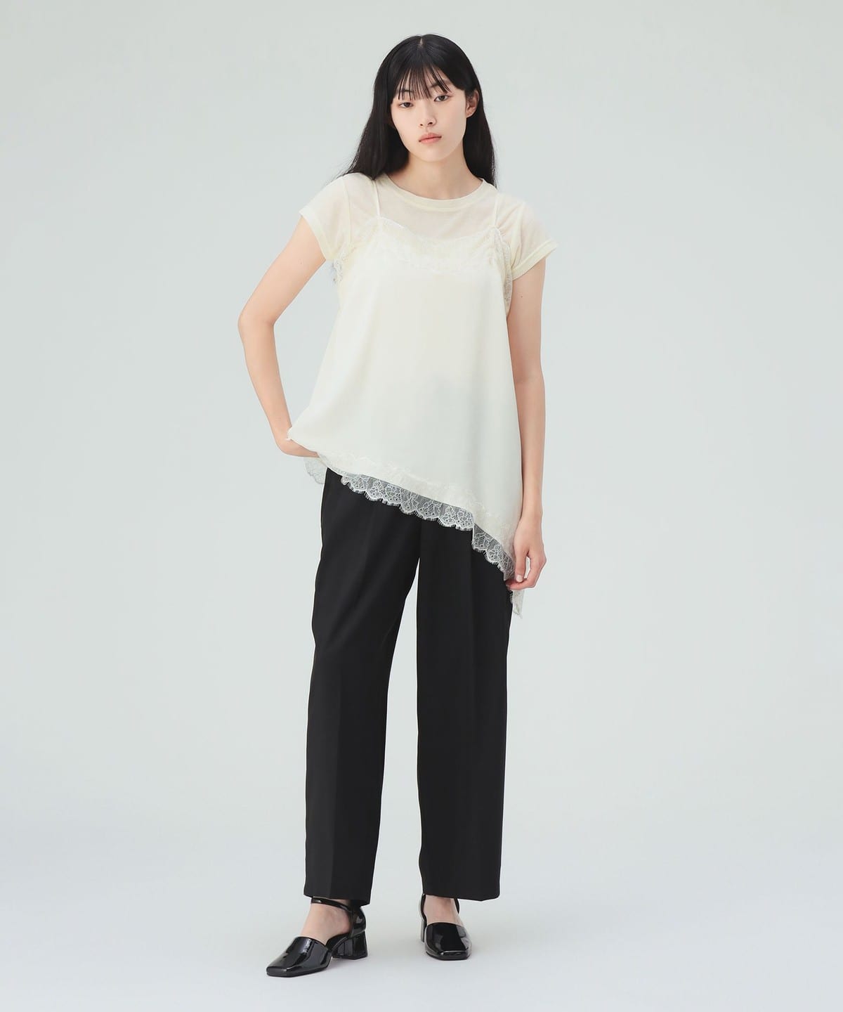 BEAMS HEART（ビームス ハート）レース サテン キャミソール（Tシャツ 