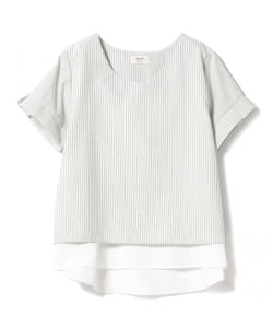 ▲BEAMS HEART / 後ろスリット 異素材コンビ ブラウス