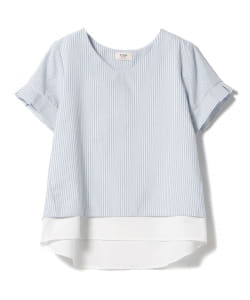 ▲BEAMS HEART / 後ろスリット 異素材コンビ ブラウス