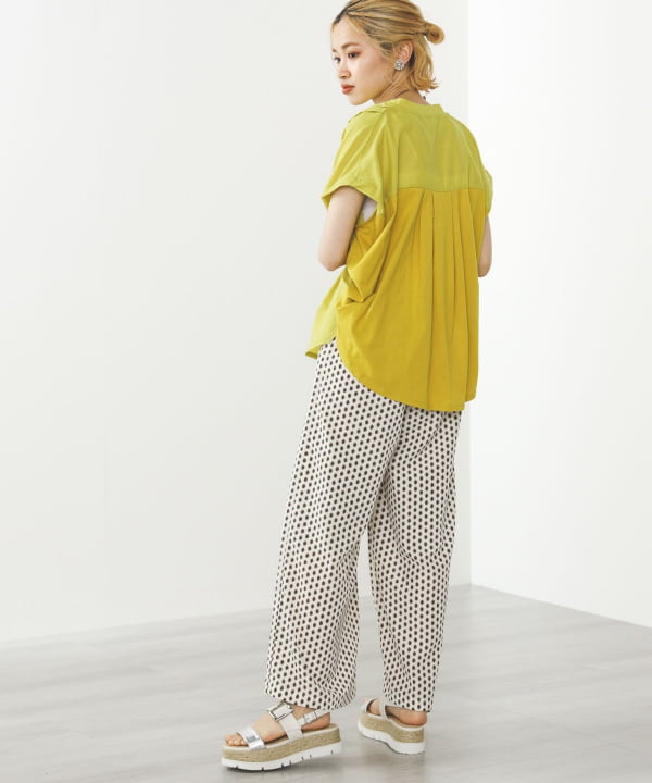 美品 BEAMS F スキッパーリネンプルオーバーシャツ L イエロー
