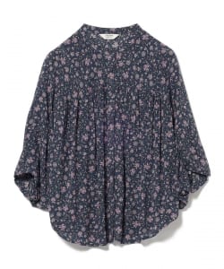 更紗花柄 切替ブラウス（洗濯可）