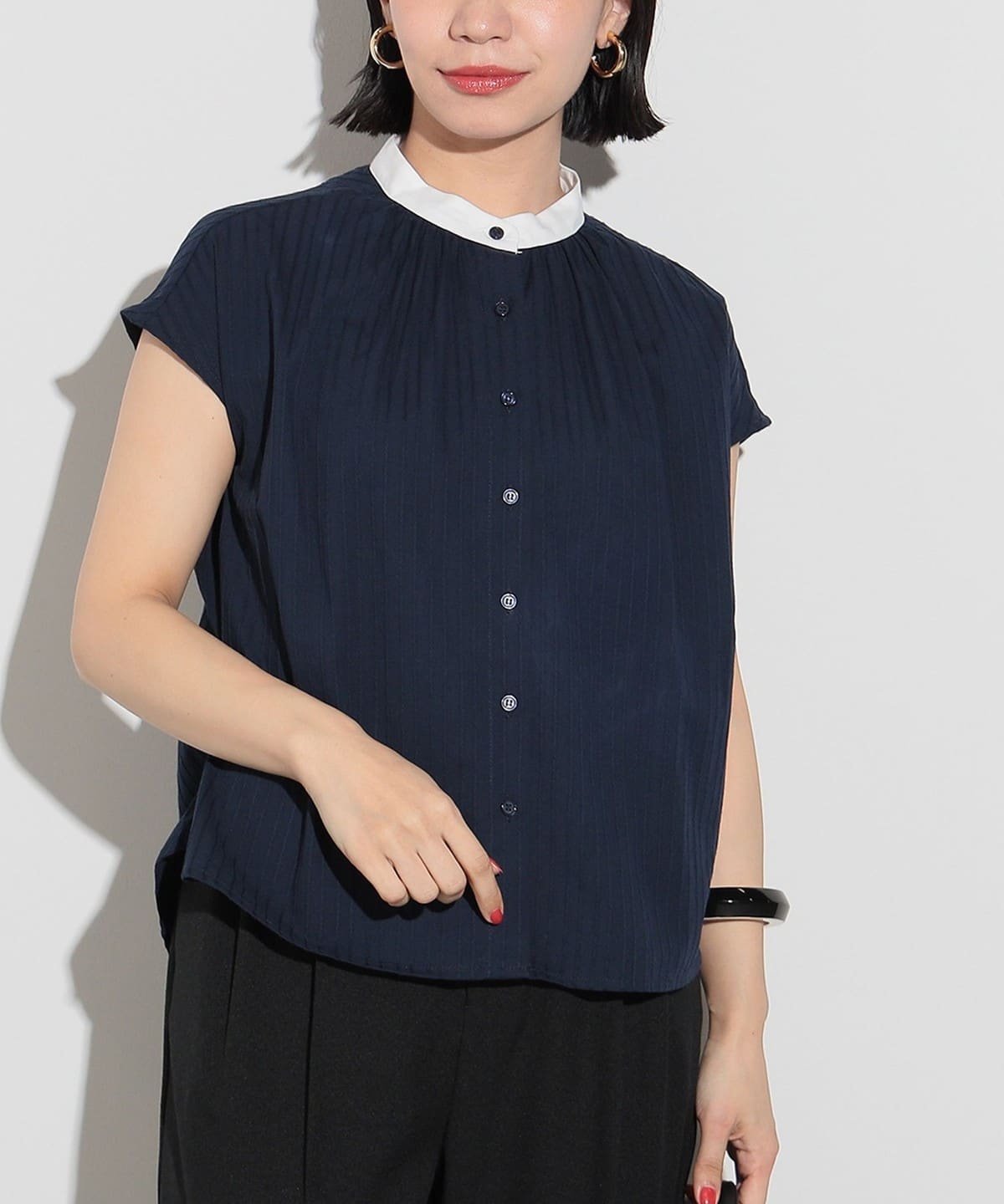 クレリック ストライプシャツ(洗濯可) シャツ・ブラウス WOMEN NAVY ONE SIZE クレリック ストライプシャツ(洗濯可) シャツ・ブラウス WOMEN NAVY ONE SIZE