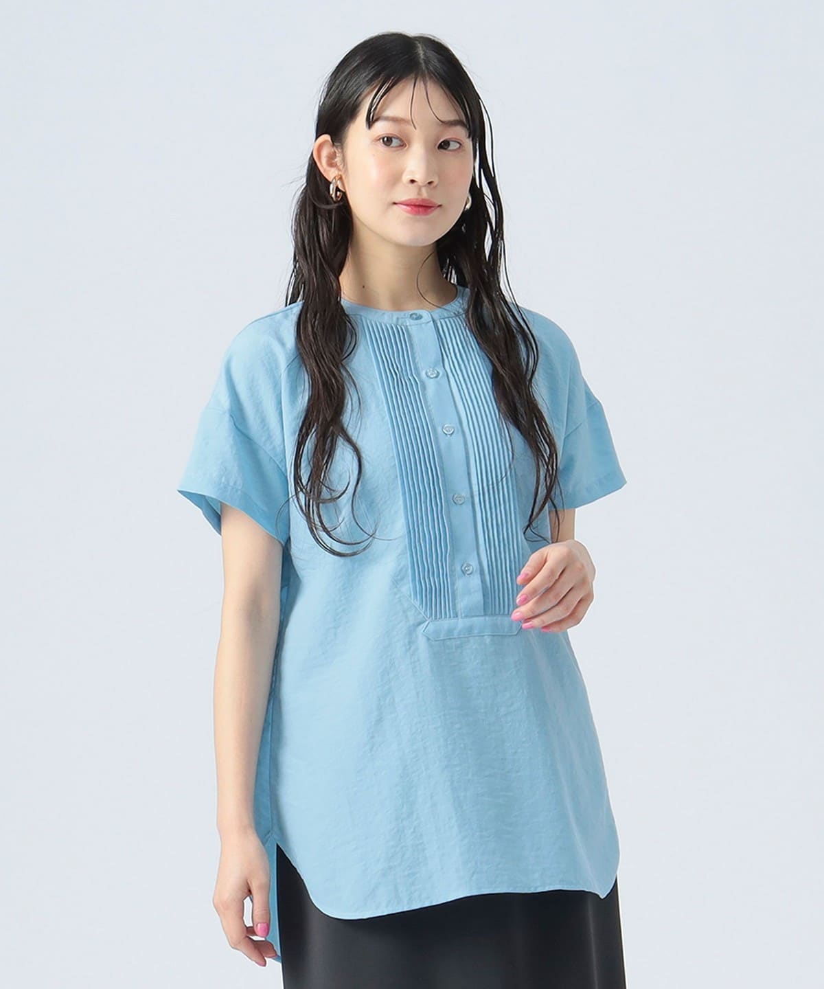 【7/3新規値下げ】ピンタック クルーネック シャツ(洗濯可) シャツ・ブラウス WOMEN SAX ONE SIZE 【7/3新規値下げ】ピンタック クルーネック シャツ(洗濯可) シャツ・ブラウス WOMEN SAX ONE SIZE