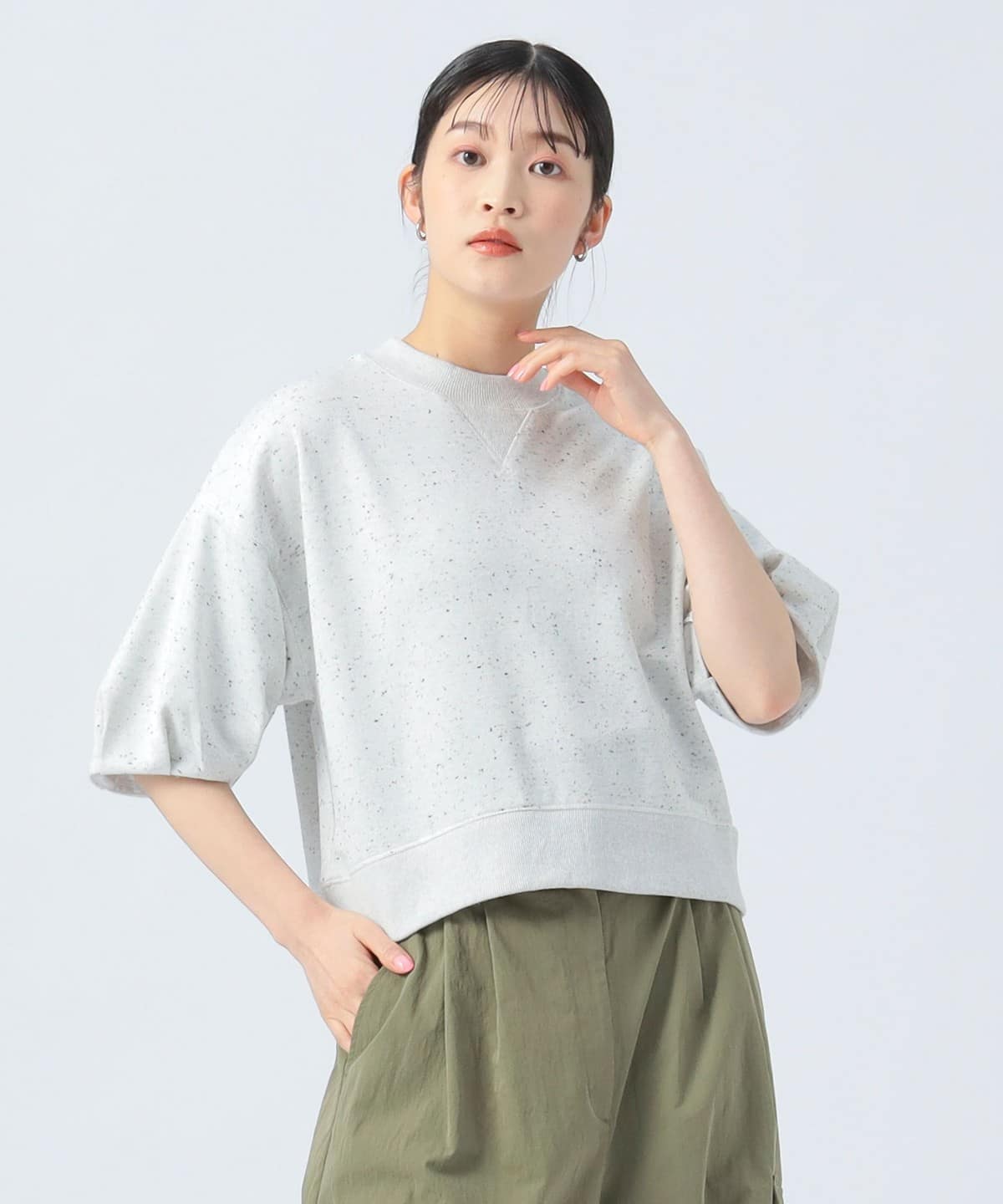 BEAMS HEART トレーナー スウェット ラメ 裏毛 バルーン袖 プル