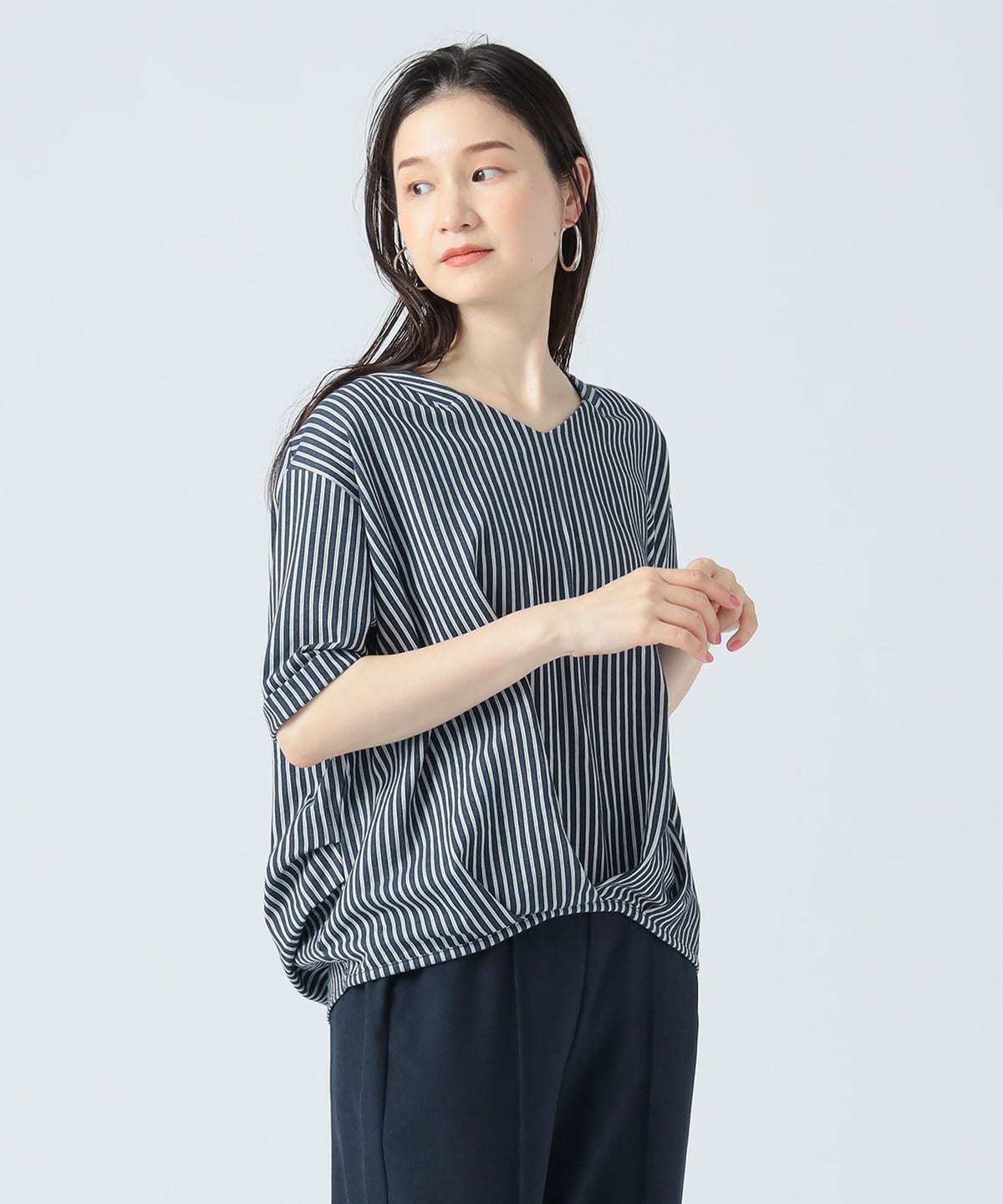 ストライプ ジャカード カットソー Tシャツ・カットソー WOMEN NAVY ONE SIZE ストライプ ジャカード カットソー Tシャツ・カットソー WOMEN NAVY ONE SIZE