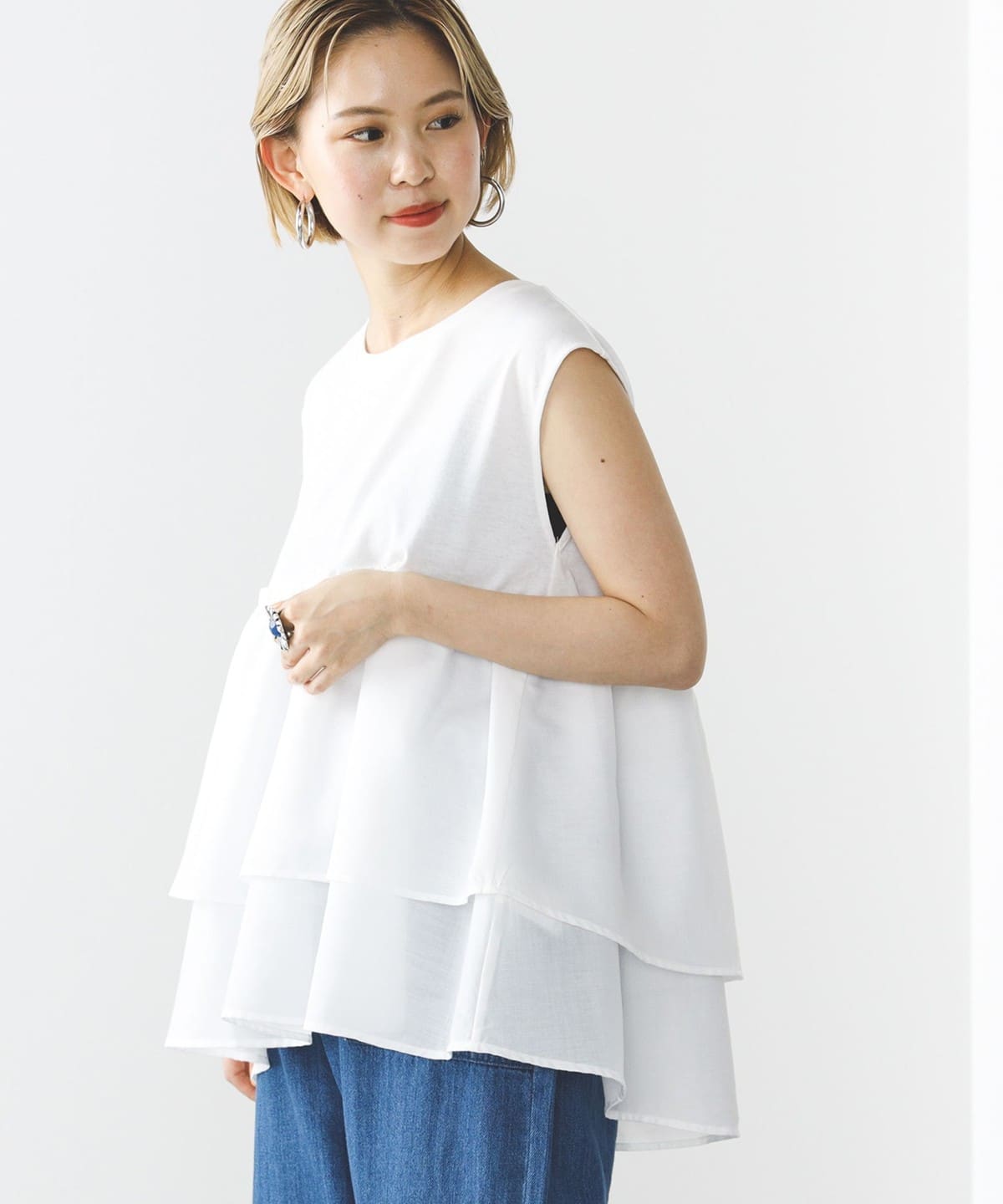 コンビティアード プルオーバー Tシャツ・カットソー WOMEN OFF WHITE ONE SIZE コンビティアード プルオーバー Tシャツ・カットソー WOMEN OFF WHITE ONE SIZE