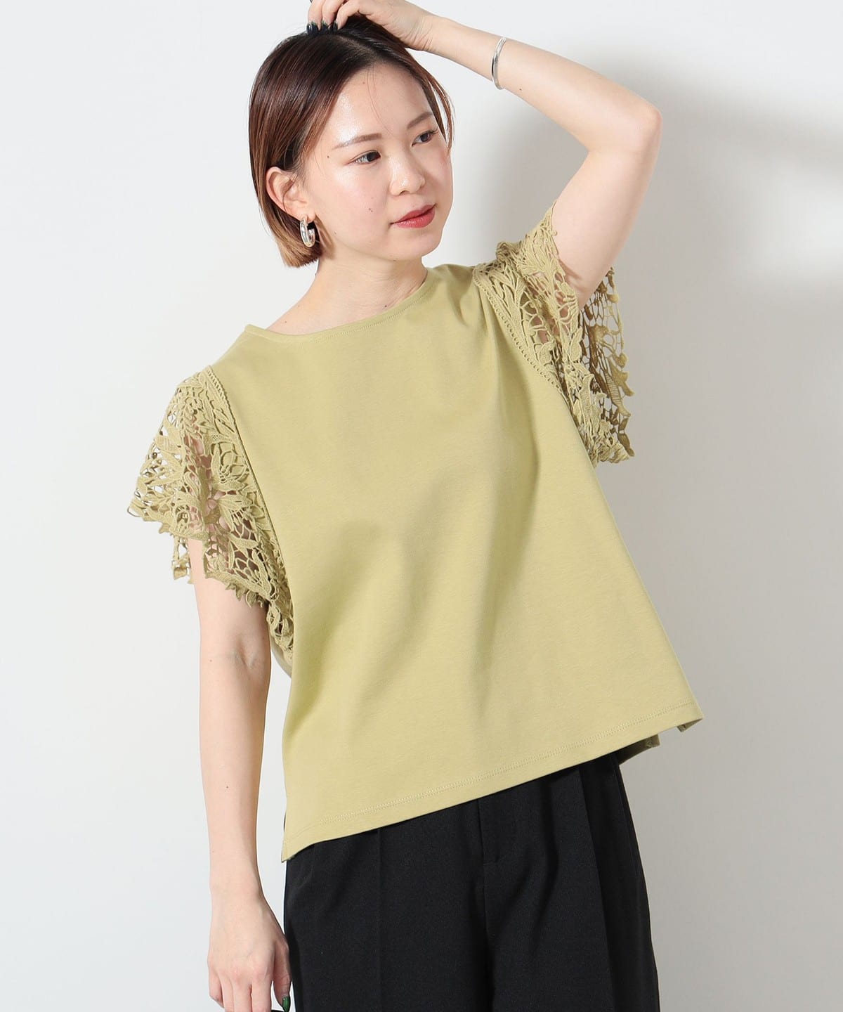 【6/5新規値下げ】レーススリーブ プルオーバー Tシャツ・カットソー WOMEN PISTACHIO ONE SIZE 【6/5新規値下げ】レーススリーブ プルオーバー Tシャツ・カットソー WOMEN PISTACHIO ONE SIZE