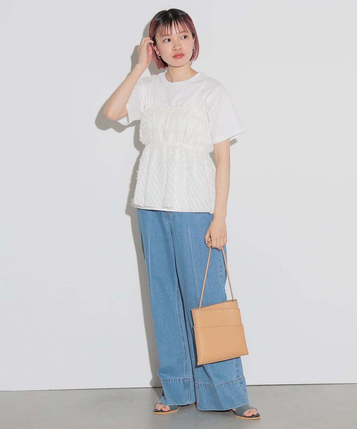 BEAMS HEART（ビームス ハート）フリンジキャミ × Tシャツ