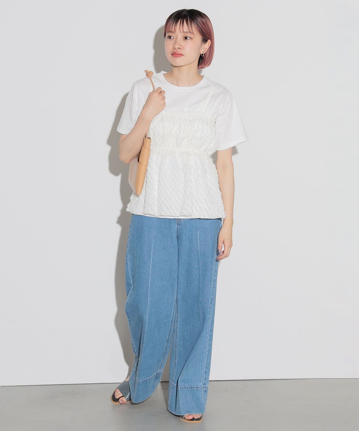 BEAMS HEART（ビームス ハート）フリンジキャミ × Tシャツ