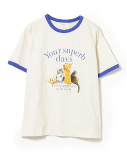 キャット プリント Tシャツ